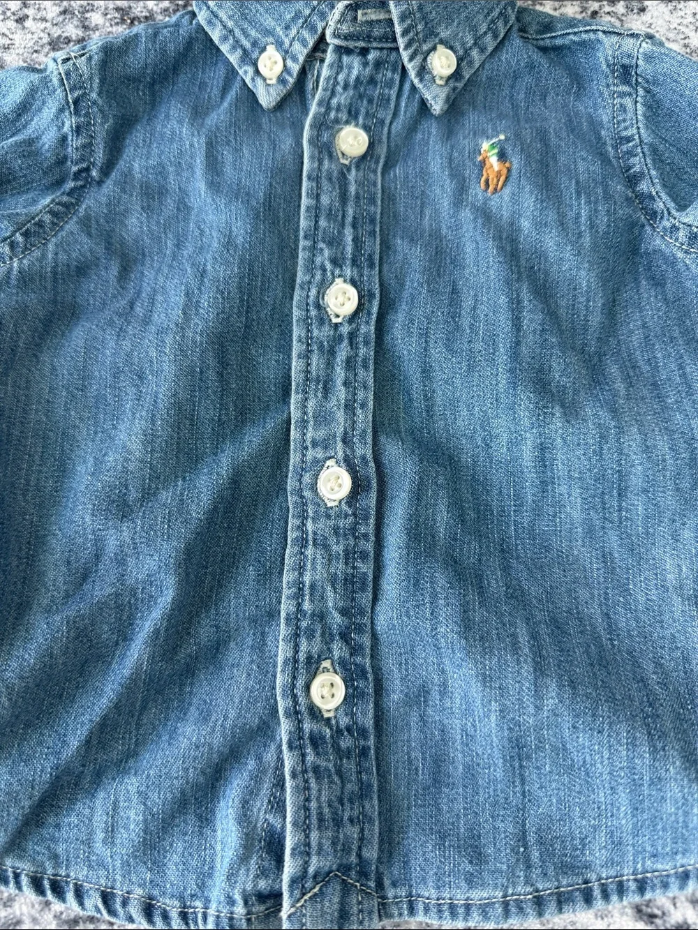 Ralph Lauren Kids Blue Denim Button-Down Shirt with Pony Logo